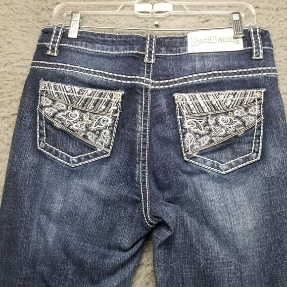 Boot Daddy Jeans Womens 10 Petite Blue Bootcut Stretch Denim *Altered* - Picture 12 of 16